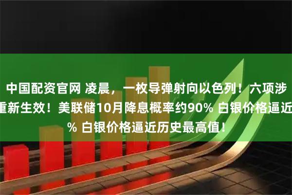 中国配资官网 凌晨，一枚导弹射向以色列！六项涉伊制裁决议重新生效！美联储10月降息概率约90% 白银价格逼近历史最高值！